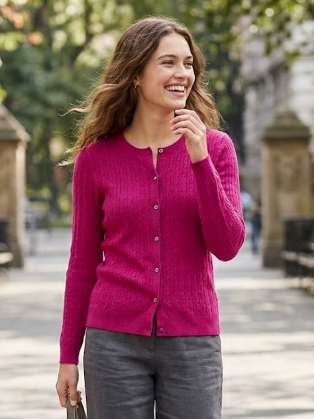 NWOT Lands' End Women Soft and Cozy Pink Cable Knit Cardigan, Size XS
